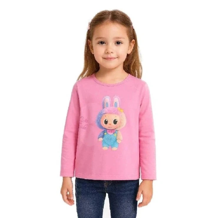 Dívčí tričko dlouhý rukáv Kugo PT2520 tmavě růžové