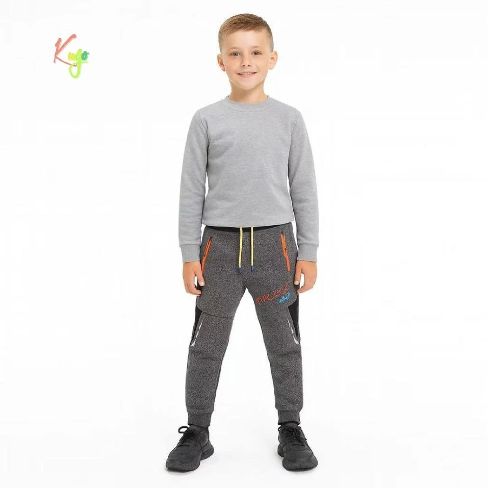 Teplé softshellové tepláky chlapecké Kugo GK8639 šedý melír