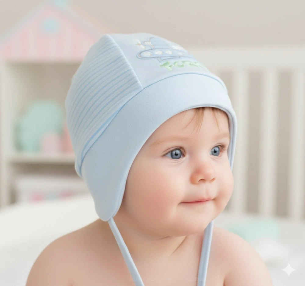 Kojenecká čepice s ledadlem Fido modrá