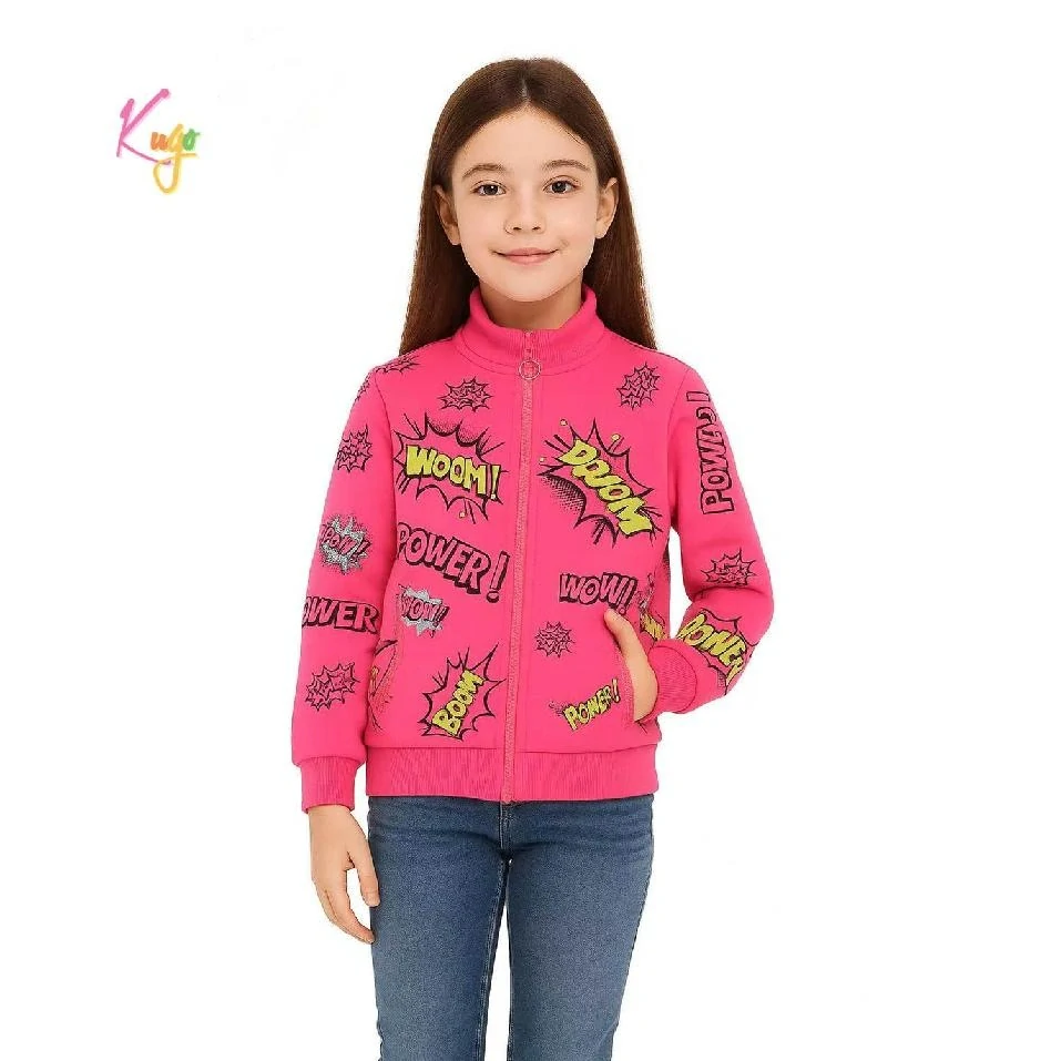Teplá dívčí mikina Kugo GM9775 růžová