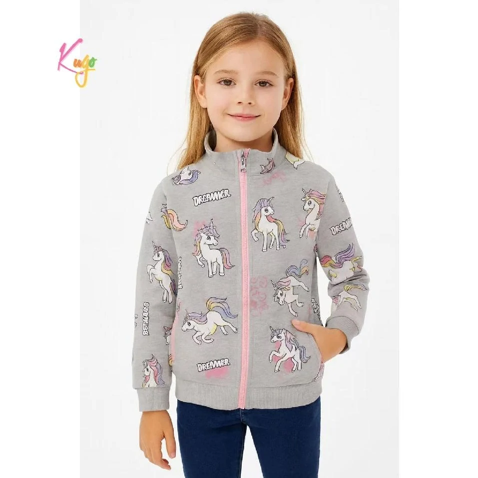 Teplá dívčí mikina Kugo GM9771 šedá