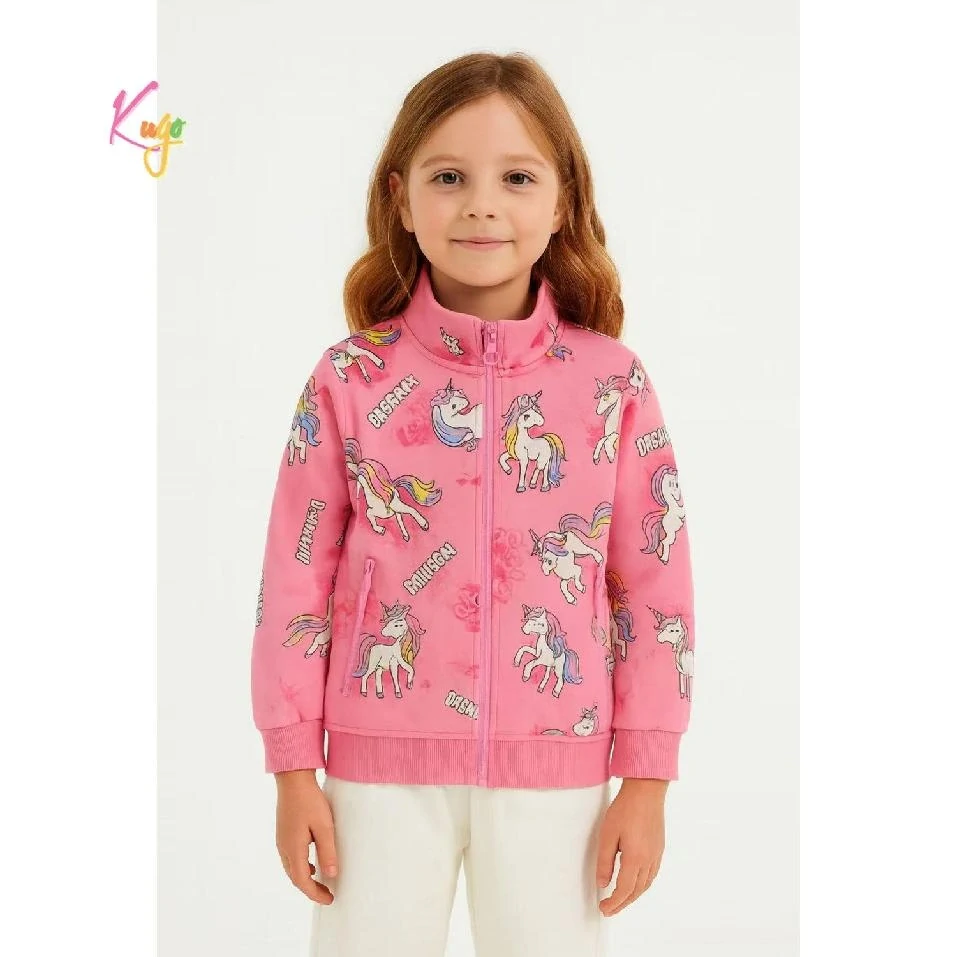 Teplá dívčí mikina Kugo GM9771 růžová
