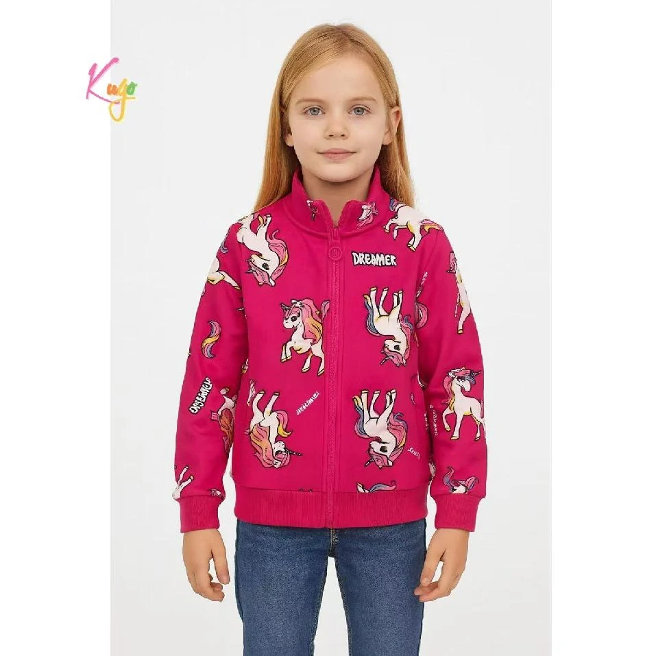 Teplá dívčí mikina Kugo GM9771 malinová