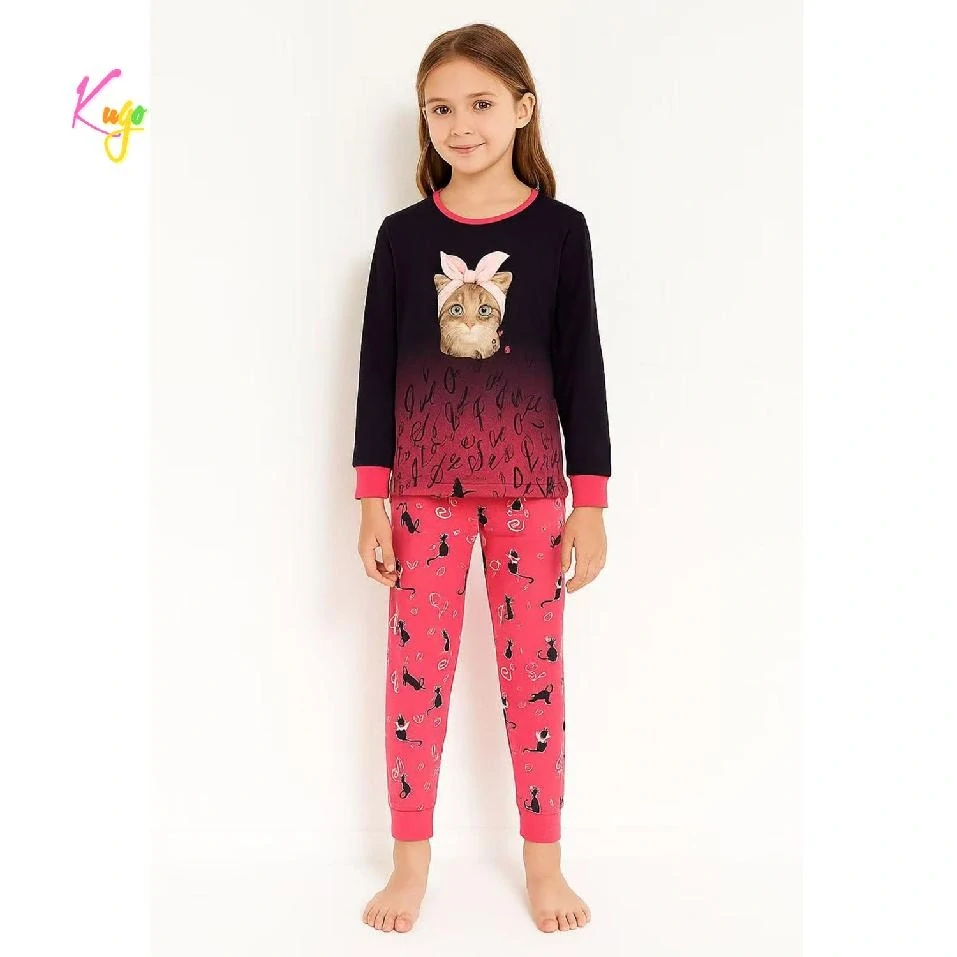 Dívčí pyžamo Kugo MP5866 tm. modro-růžové