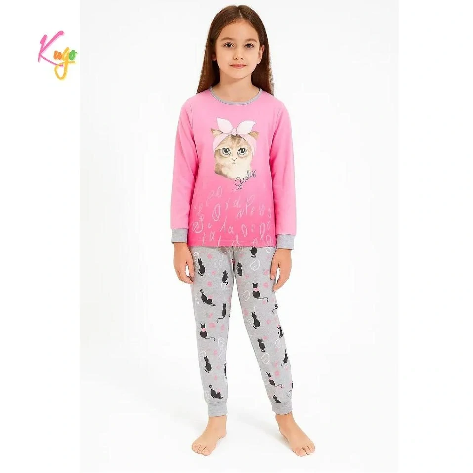 Dívčí pyžamo Kugo MP5866 růžovo-šedé