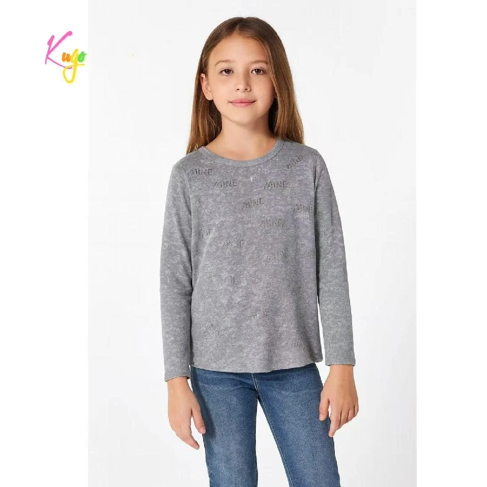 Dívčí tričko dlouhý rukáv Kugo WL0945 šedé