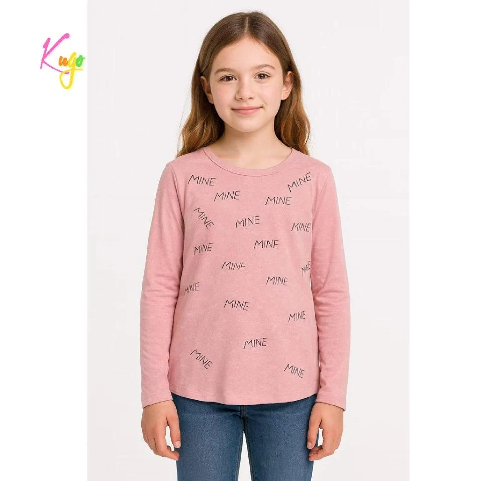 Dívčí tričko dlouhý rukáv Kugo WL0945 růžové