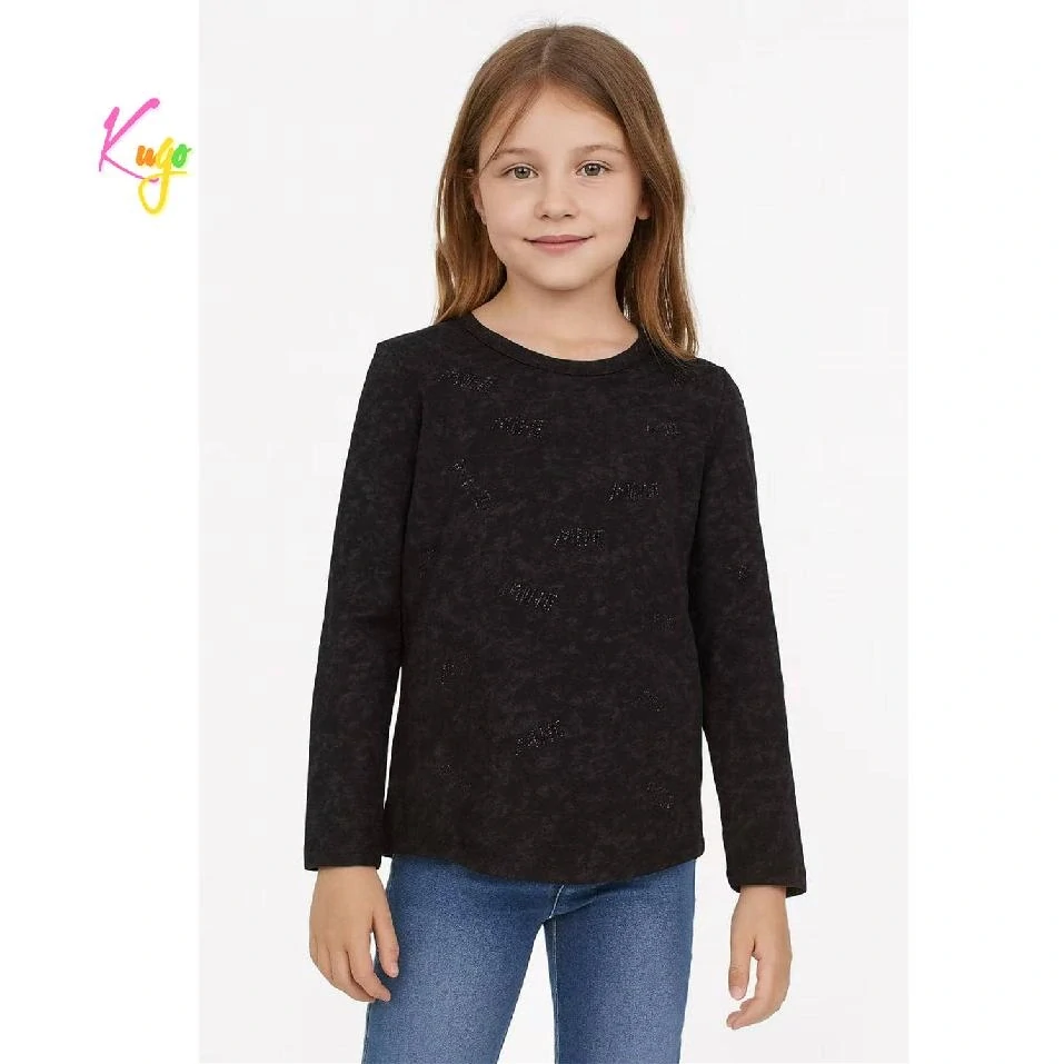 Dívčí tričko dlouhý rukáv Kugo WL0945 černé