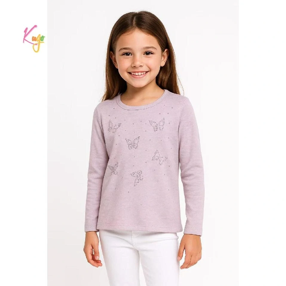Dívčí tričko dlouhý rukáv Kugo WL0942 fialové