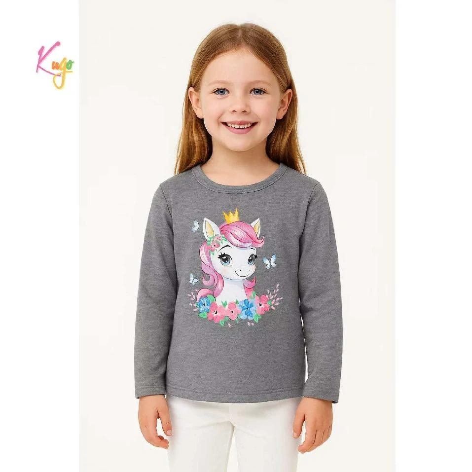 Dívčí tričko dlouhý rukáv Kugo WL0941 šedé