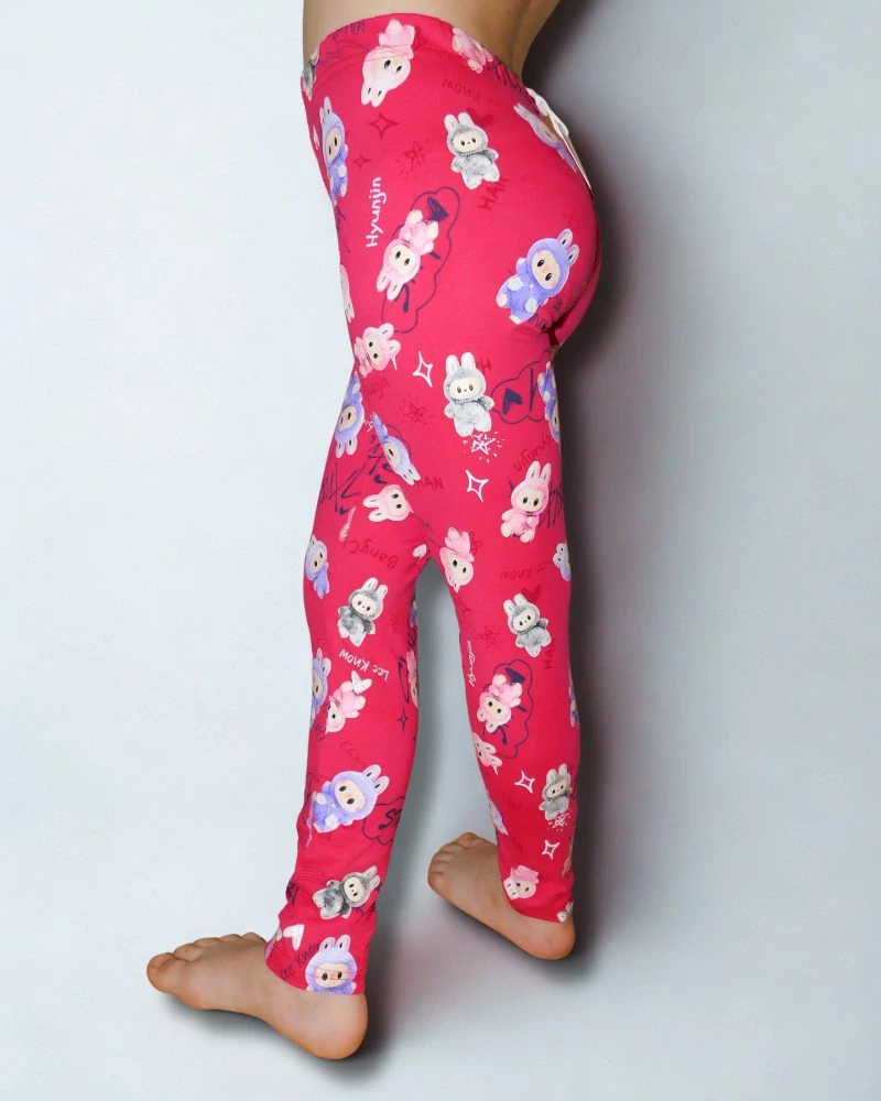 Dívčí legíny Kugo PT2518 s Labubu růžové