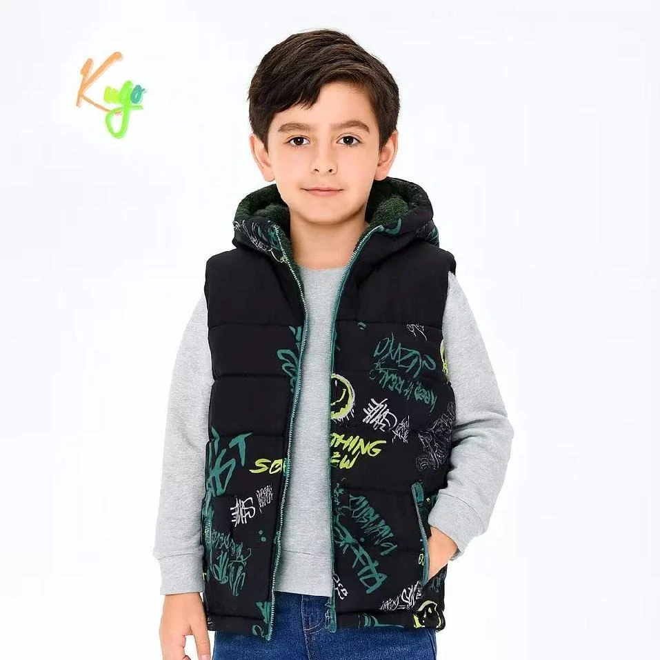 Chlapecká šusťáková vesta zateplená Kugo FM0368 černá