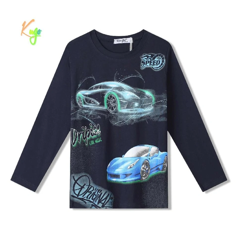 Chlapecké tričko dlouhý rukáv Kugo XC1302 černé