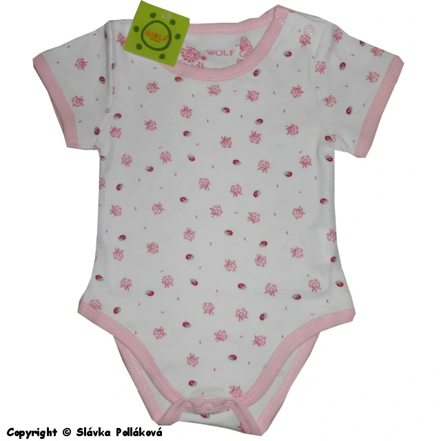 Kojenecké body krátký rukáv Wolf E2403 bílo-růžové