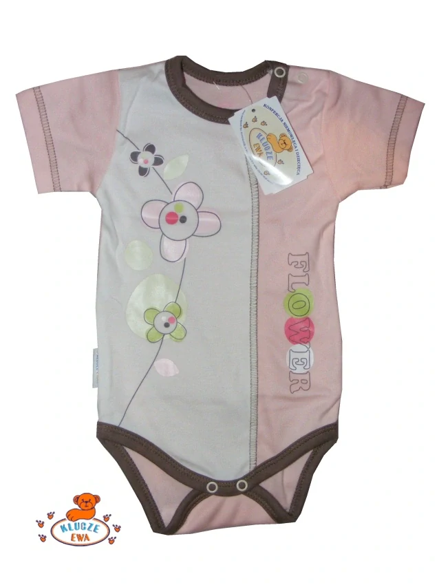 Kojenecké body krátký rukáv Ewa Hipcio růžové