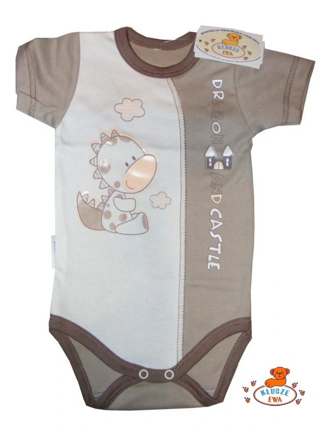 Kojenecké body krátký rukáv Ewa Hipcio hnědé
