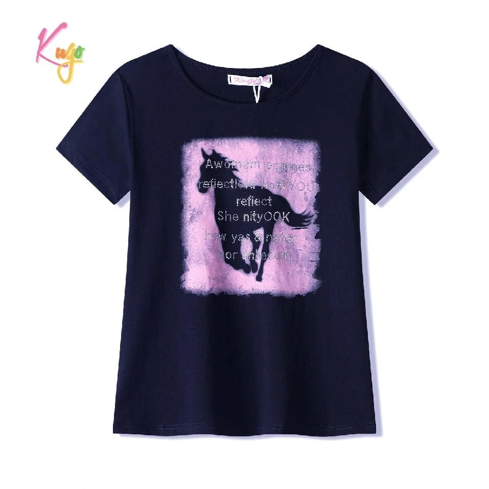 Dívčí tričko krátký rukáv Kugo BC2401 tmavě modré