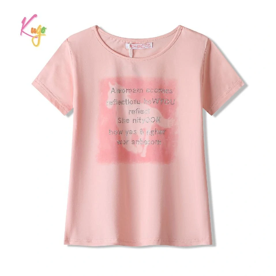 Dívčí tričko krátký rukáv Kugo BC2401 meruňkové