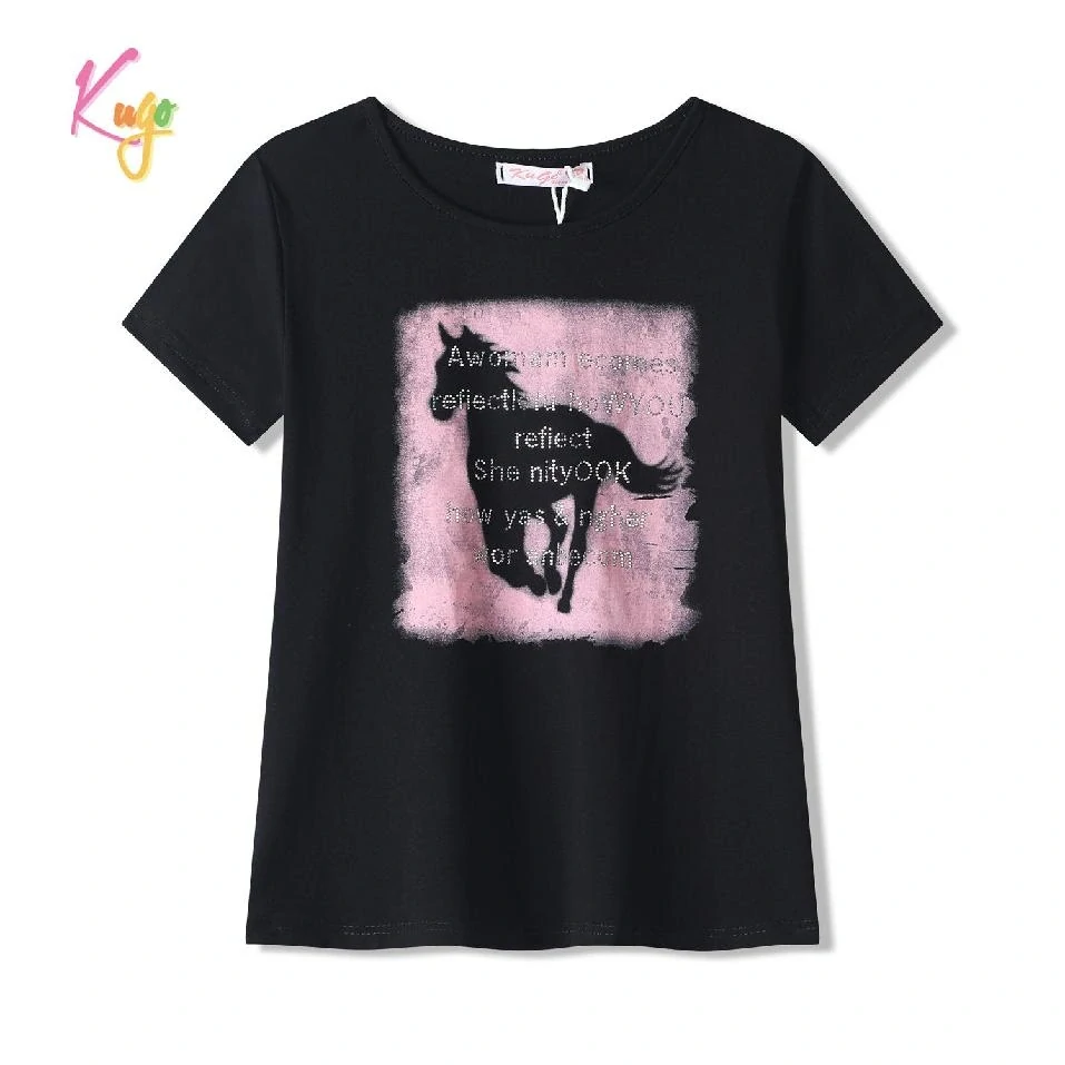 Dívčí tričko krátký rukáv Kugo BC2401 černé