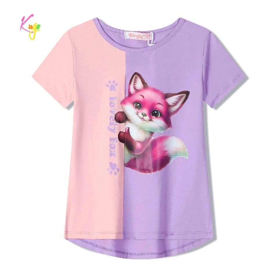 Dívčí tričko krátký rukáv Kugo DC9406 fialové