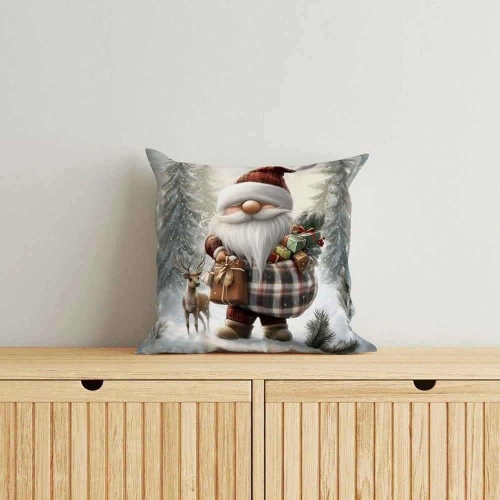 Vánoční povlak na polštářek Trpaslík cesta micro 40x40 cm