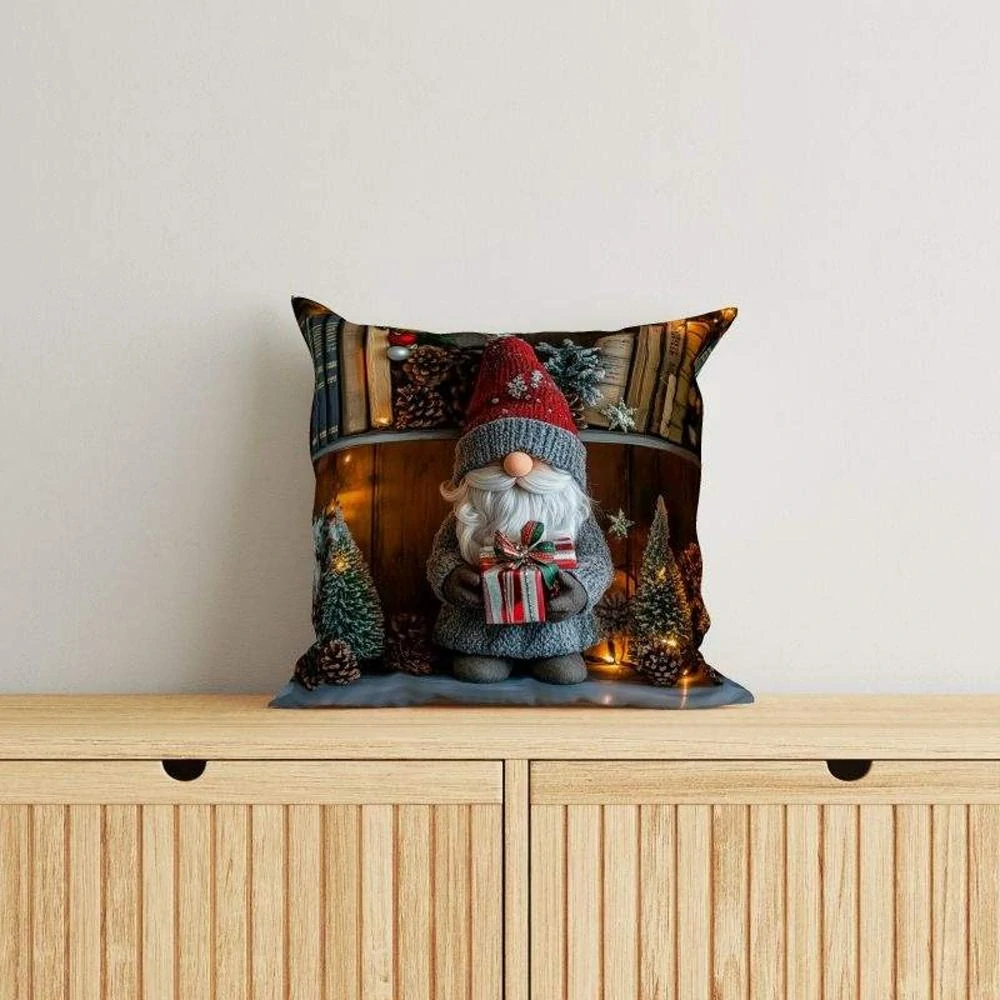 Vánoční povlak na polštářek Trpaslík knihovna micro 40x40 cm