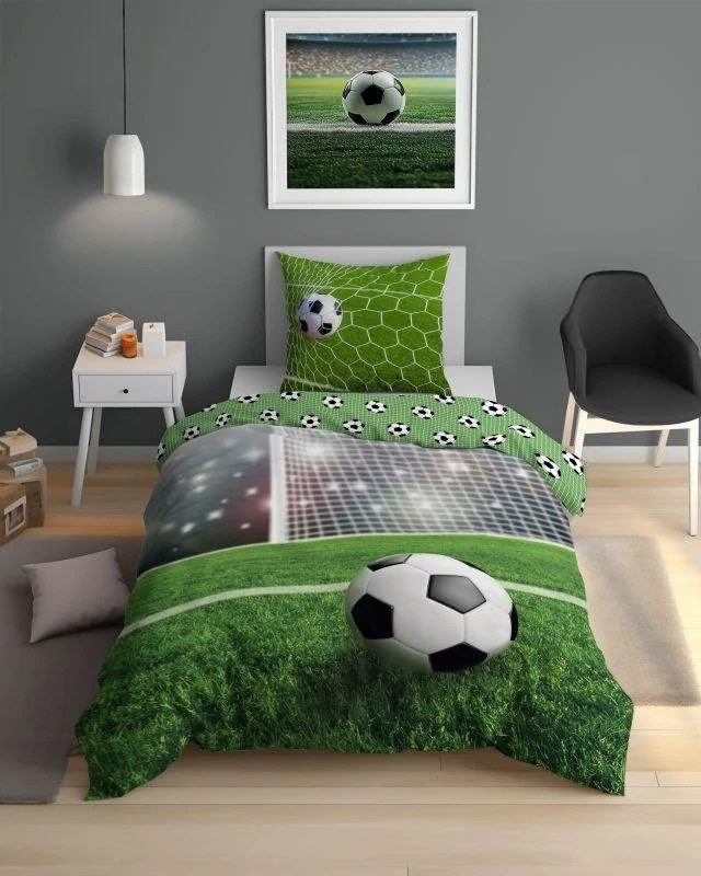 Bavlněné povlečení Fotbal přímý kop 140x200 + 70x80 cm