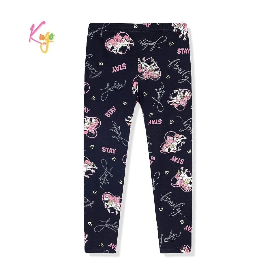 Dívčí legíny Kugo FL6738 tmavě modré s jednorožci