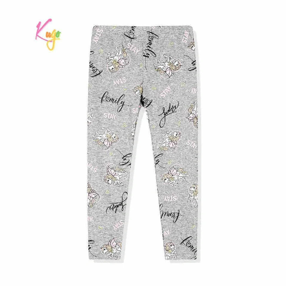 Dívčí legíny Kugo FL6738 šedé s jednorožci