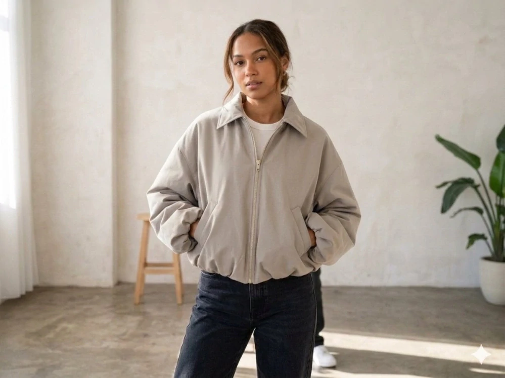 Dámská bunda s balónovými rukávy Chiaretta 9333 světle béžová