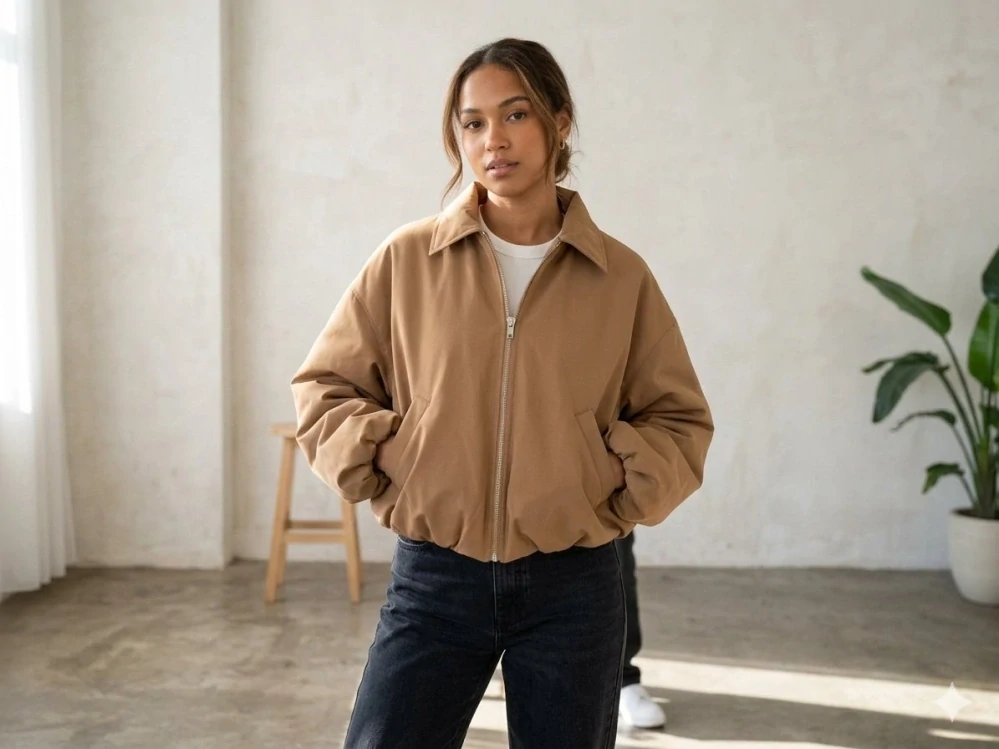 Dámská bunda s balónovými rukávy Chiaretta 9333 hnědá