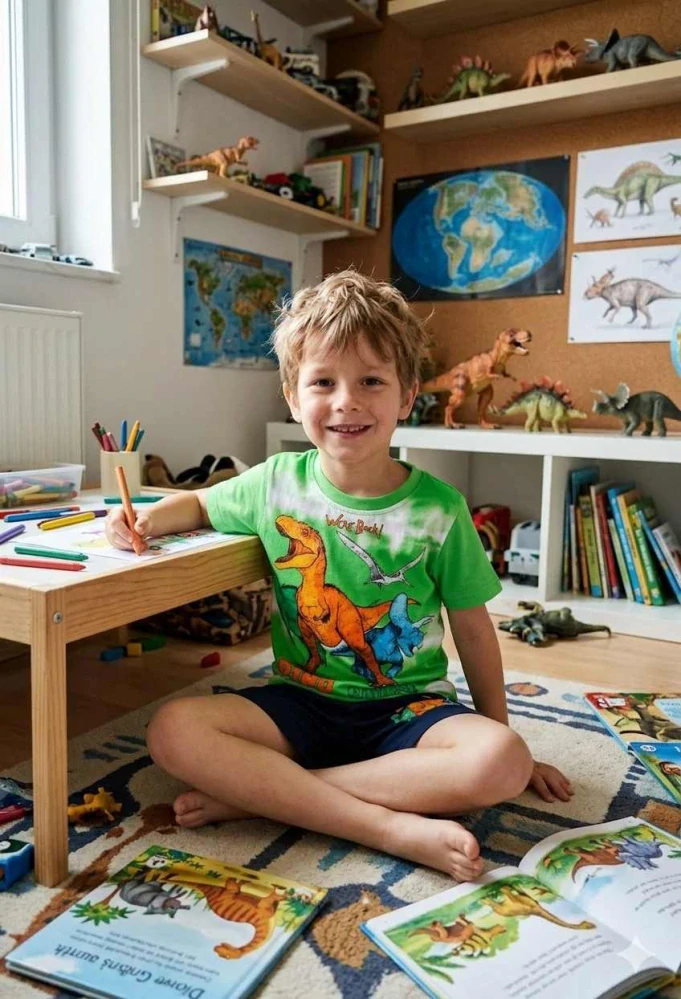 Chlapecké letní pyžamo Kugo WT7311 zelené s dinosaury