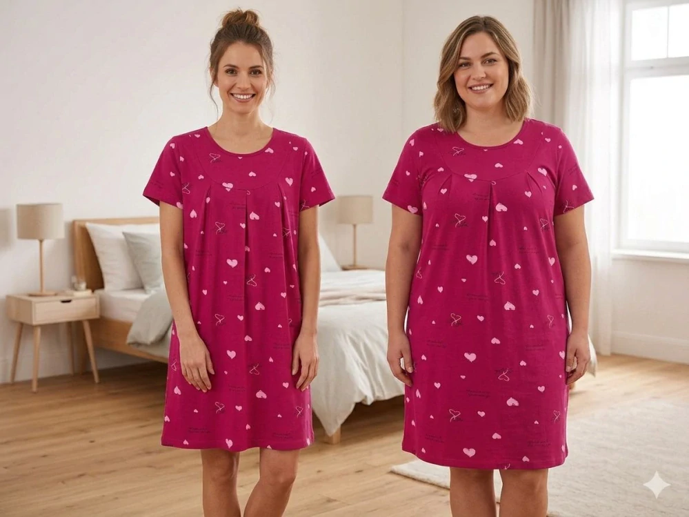 Dámská noční košile krátký rukáv Wolf D2534 tmavě růžová