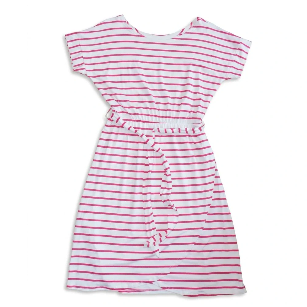 Letní dámské šaty Proužek bílé s růžovým proužkem