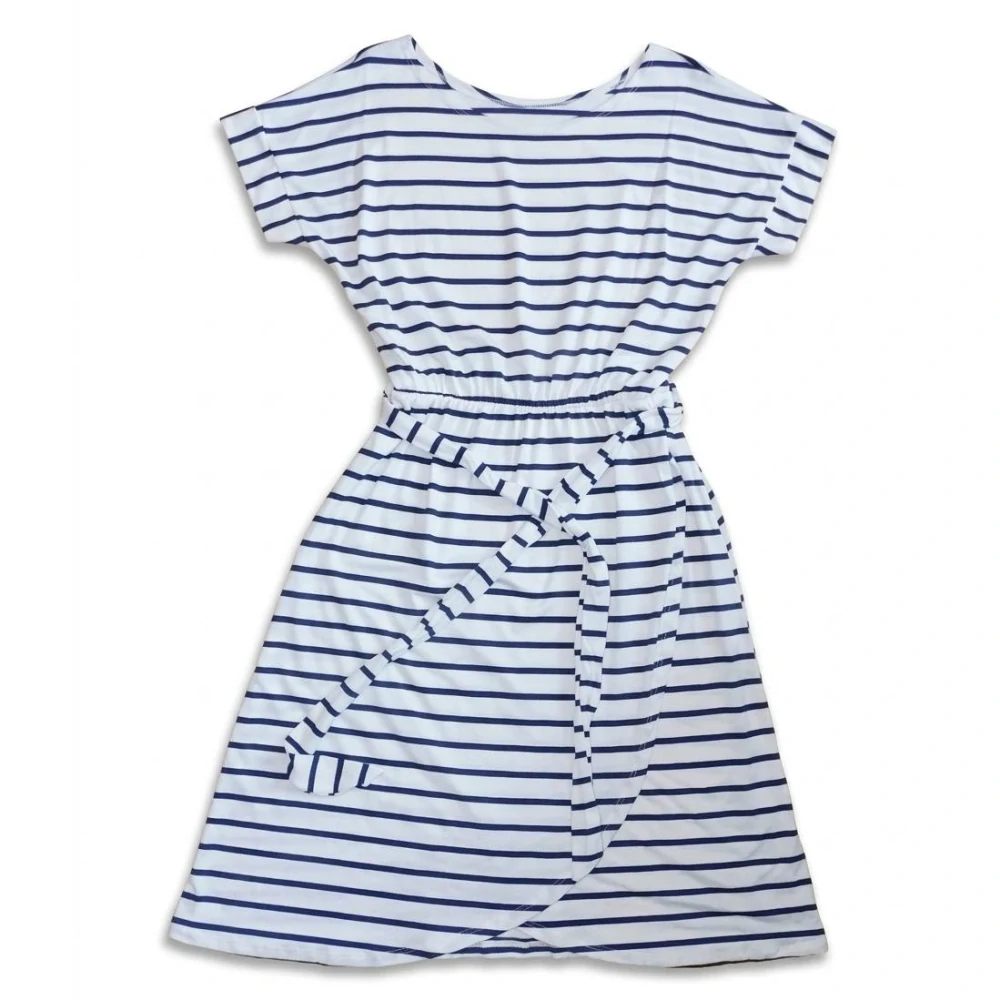 Letní dámské šaty Proužek bílé s modrým proužkem