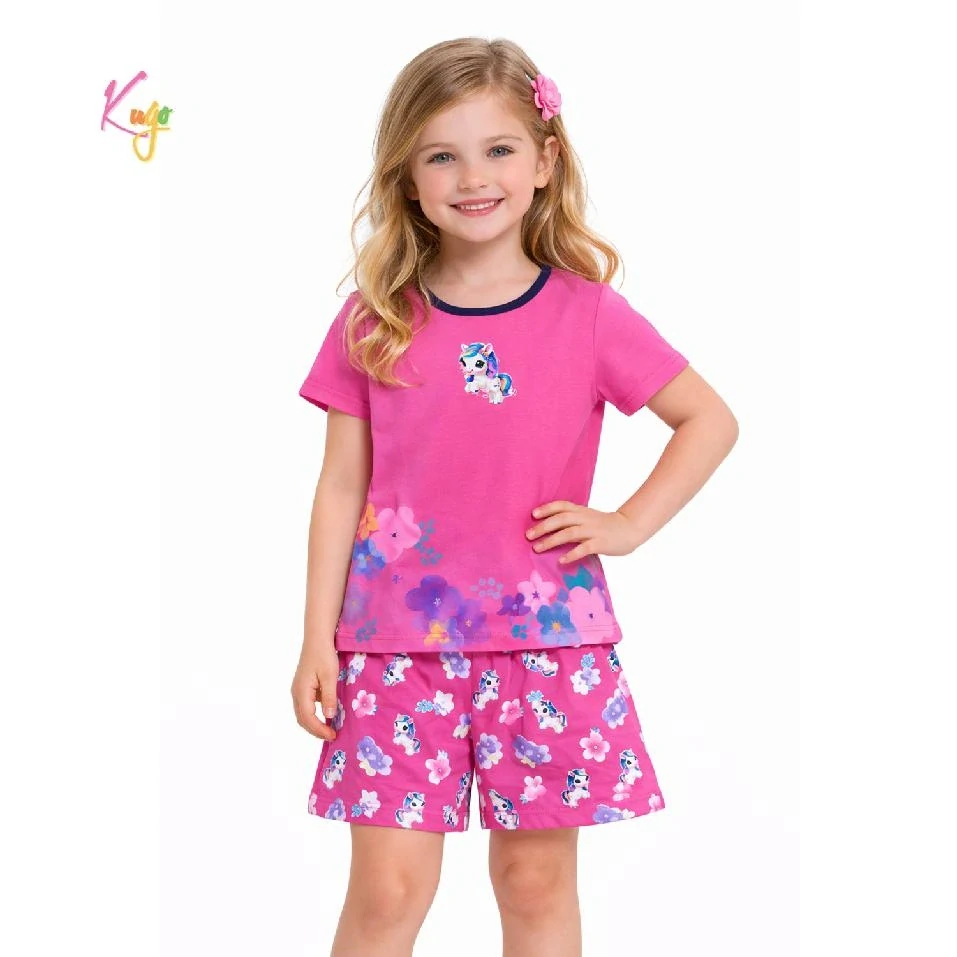 Dívčí letní pyžamo (krátké) Kugo MP5873 růžové