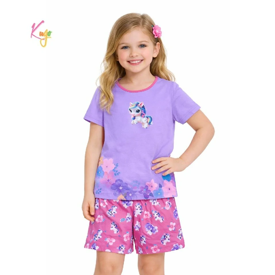 Dívčí letní pyžamo (krátké) Kugo MP5873 fialovo-růžové