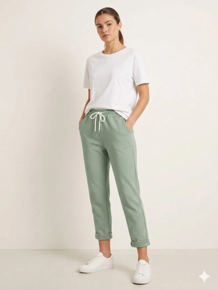 Pohodlné máslové kalhoty s kapsami Sport zelené