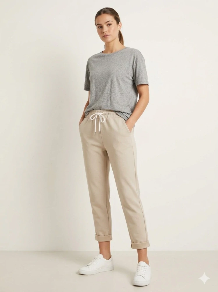 Pohodlné máslové kalhoty s kapsami Sport smetanové