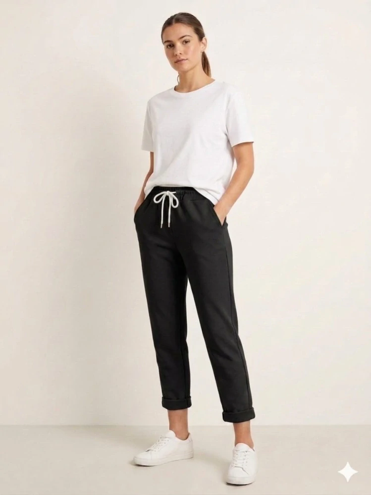 Pohodlné máslové kalhoty s kapsami Sport černé