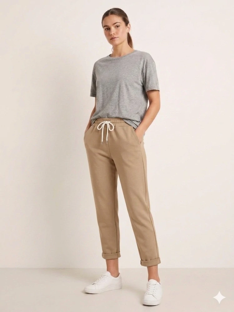 Pohodlné máslové kalhoty s kapsami Sport béžové