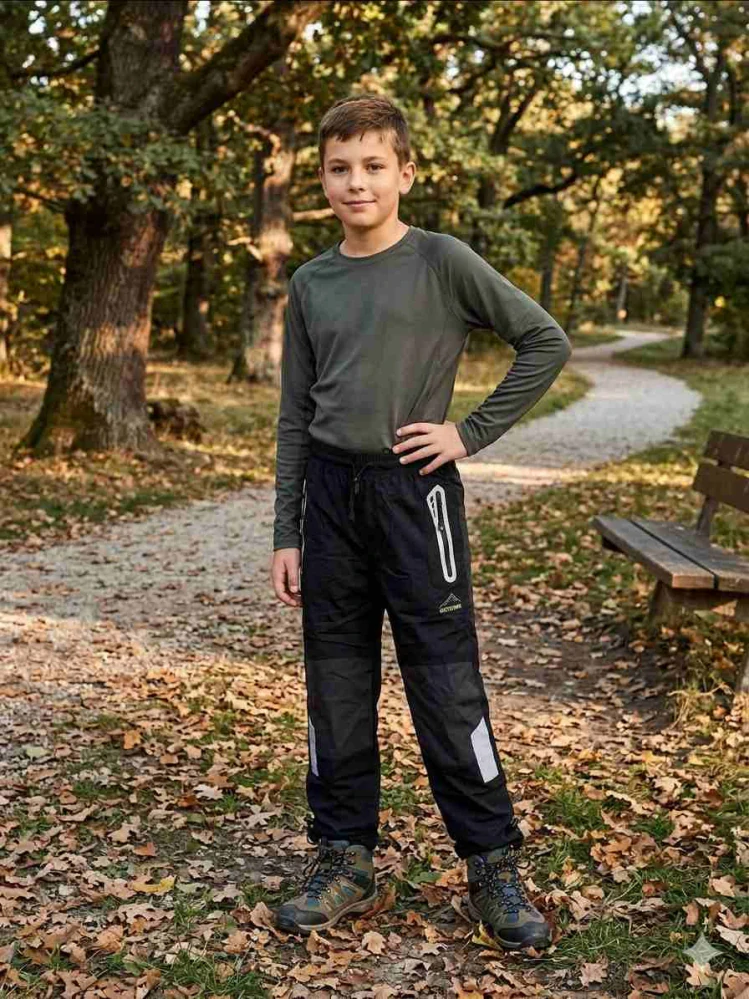 Dětské outdoorové kalhoty plátěné Kugo FK7616 černé zipy