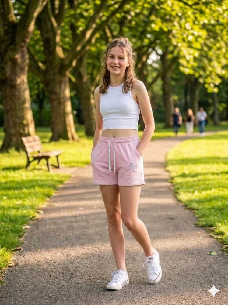 Pohodlné dívčí kraťasy na léto Kugo ZS8873 světle růžové