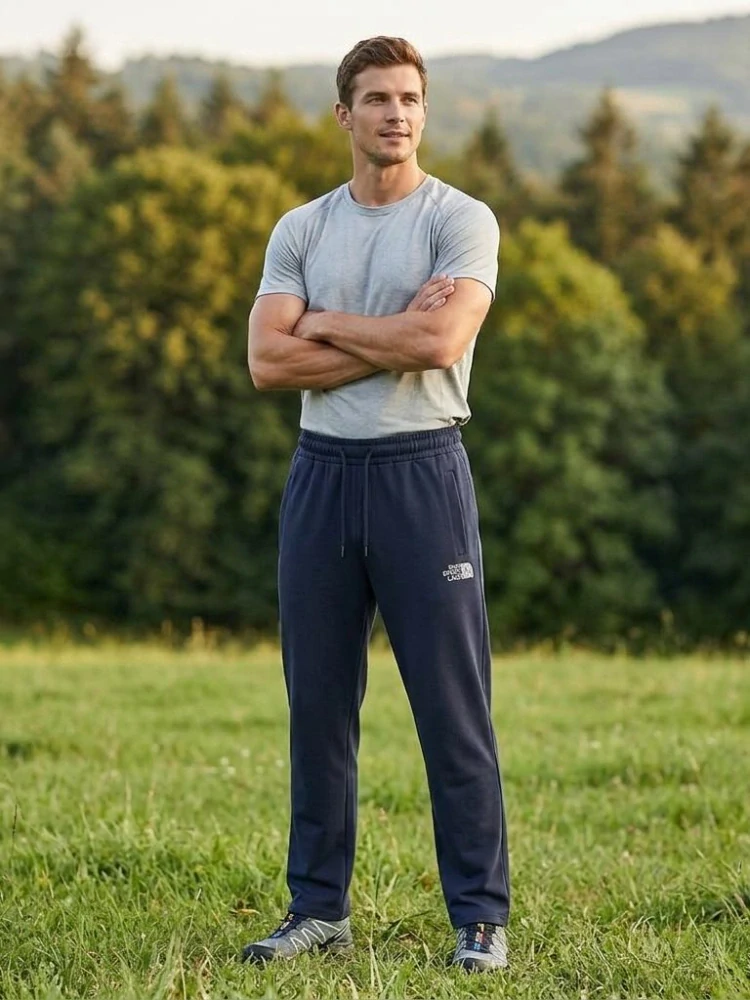 Moderní pánské rovné tepláky Kugo ZT8843 tmavě modré