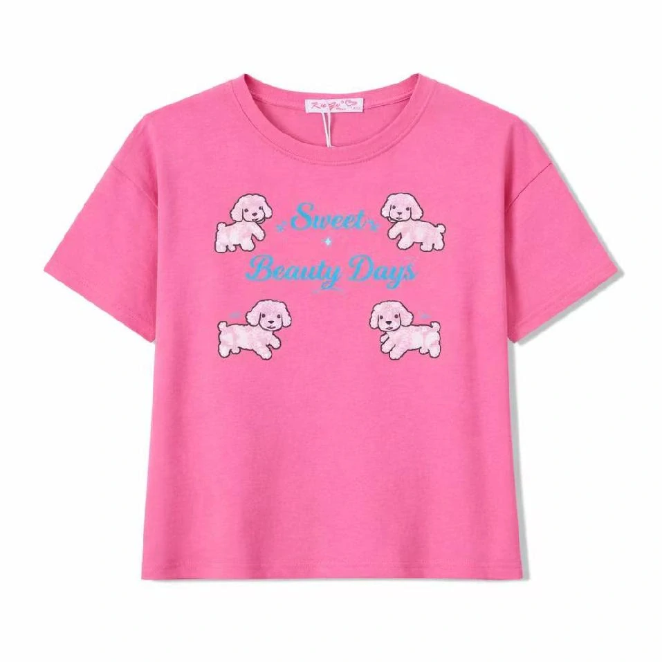 Stylové dívčí crop top tričko Kugo MC9880 růžové