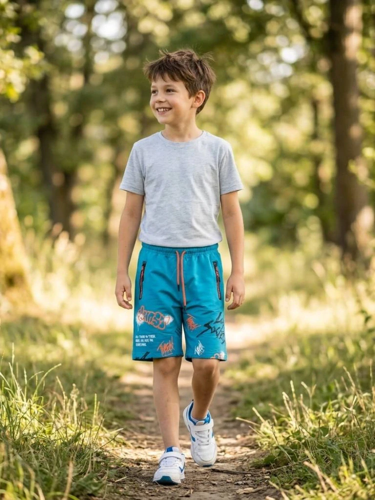 Bavlněné chlapecké kraťasy Kugo MS9891 modré