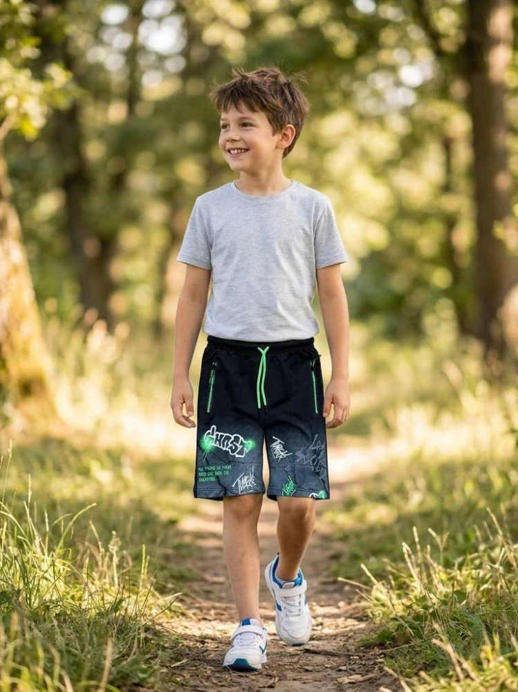 Bavlněné chlapecké kraťasy Kugo MS9891 černé