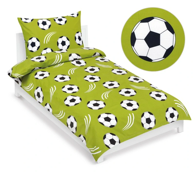 Dětské povlečení bavlna junior 140x200, 70x90 cm, fotbal zelené