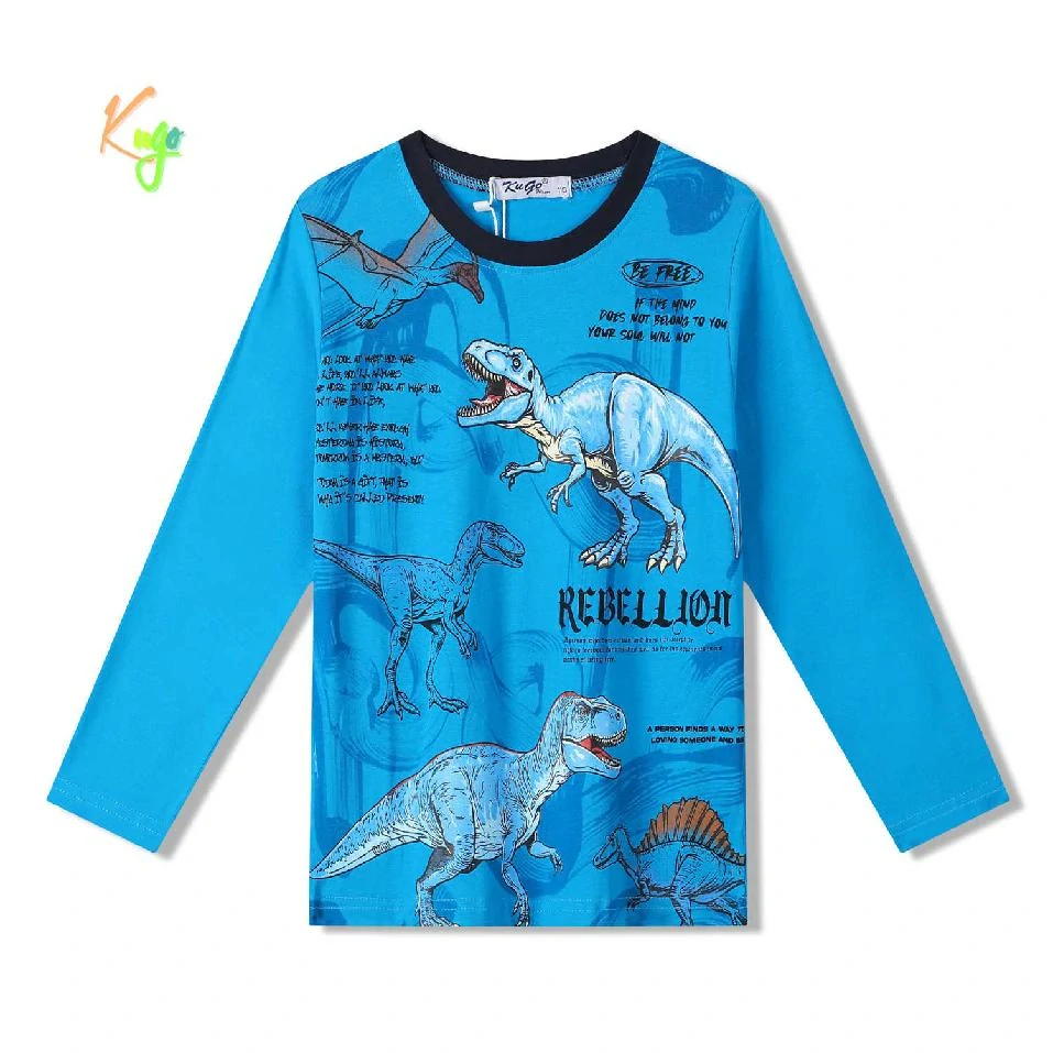 Chlapecké tričko s dinosaury Kugo XC1301 dlouhý rukáv modré