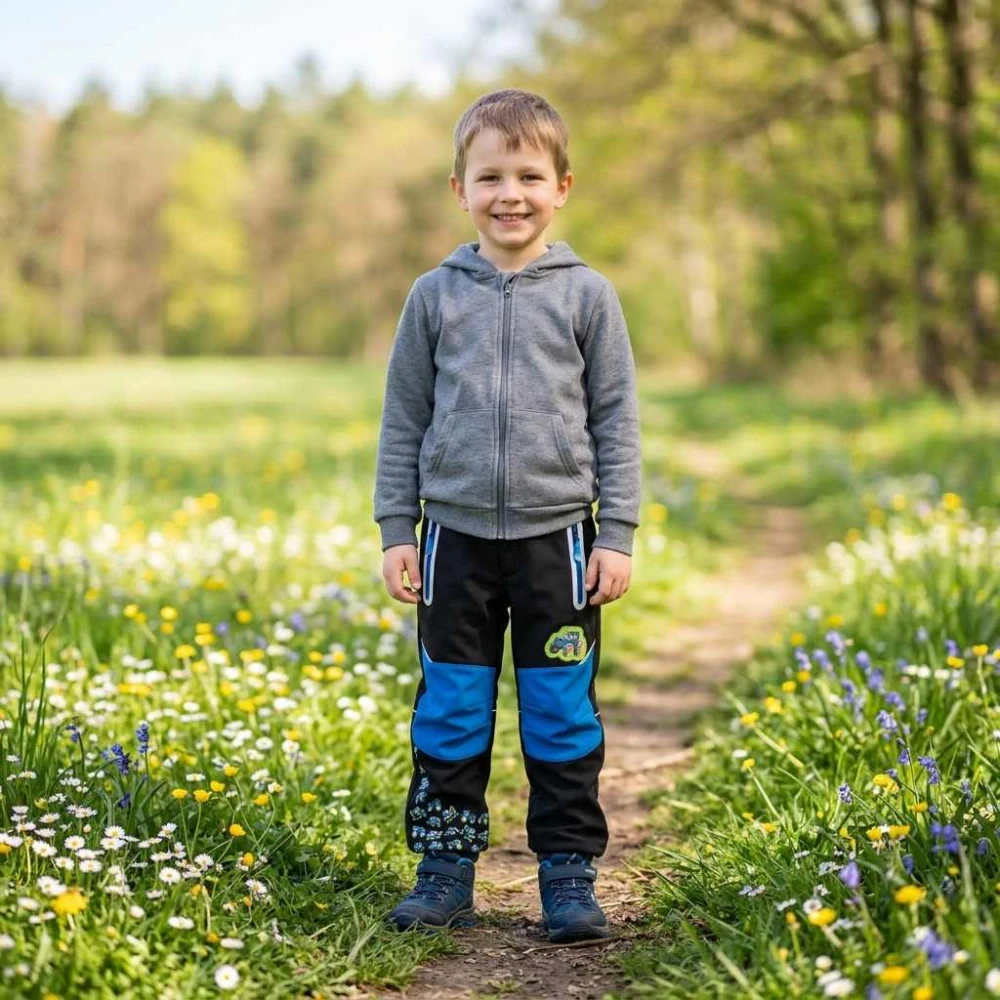 Chlapecké softshellové kalhoty zateplené Kugo HK5850 černé s modrou